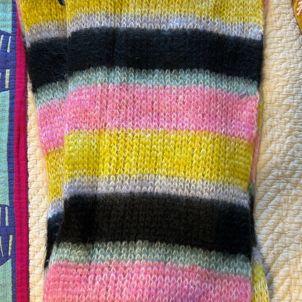 Althropology Oversized Cozy Colorful Striped Knit Scarf